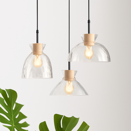 Suspension en verre transparente led déco maison - vue 2 sur 9