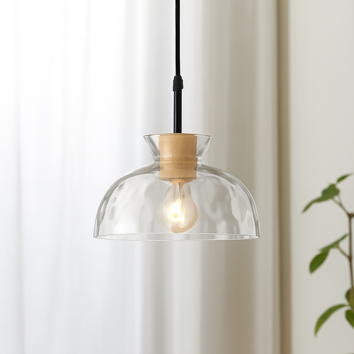 Suspension en verre transparente led déco maison - vue 3 sur 9