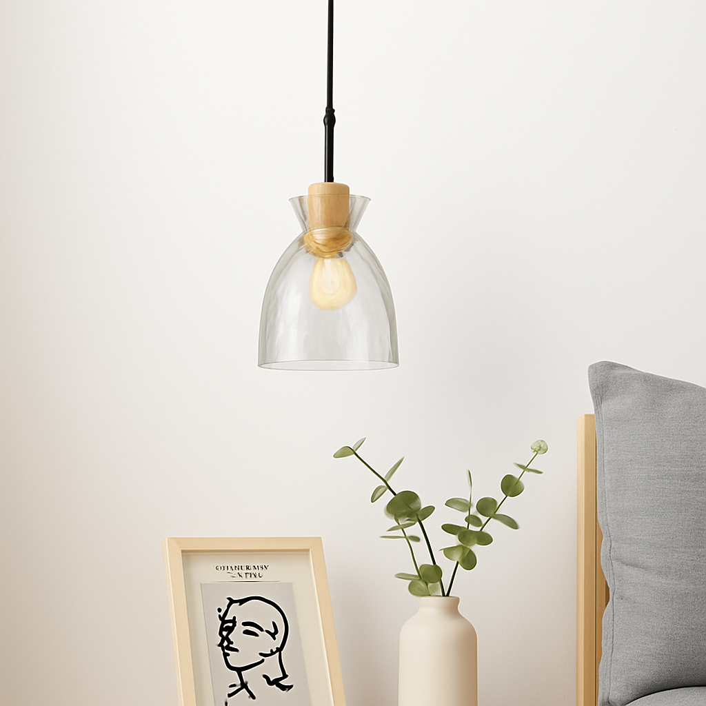 Suspension en verre transparente led déco maison - vue 3 sur 9