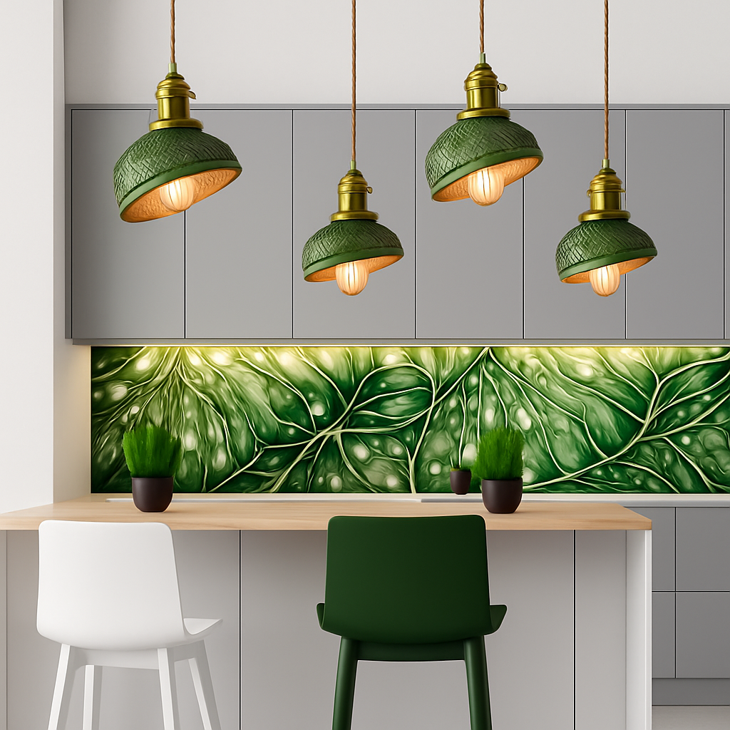 Suspension en verre vert scandinave - vue 5 sur 30