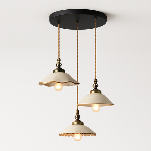 Design-Pendelleuchte Blüte Loft Style Keramik Vintage