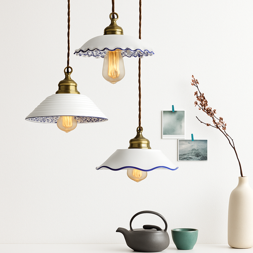 Design-Pendelleuchte Blüte Loft Style Keramik Vintage - vue 4 sur 14