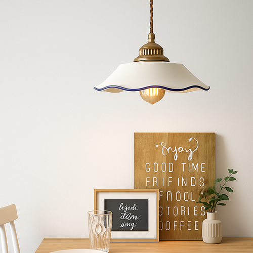 Design-Pendelleuchte Blüte Loft Style Keramik Vintage - vue 5 sur 14