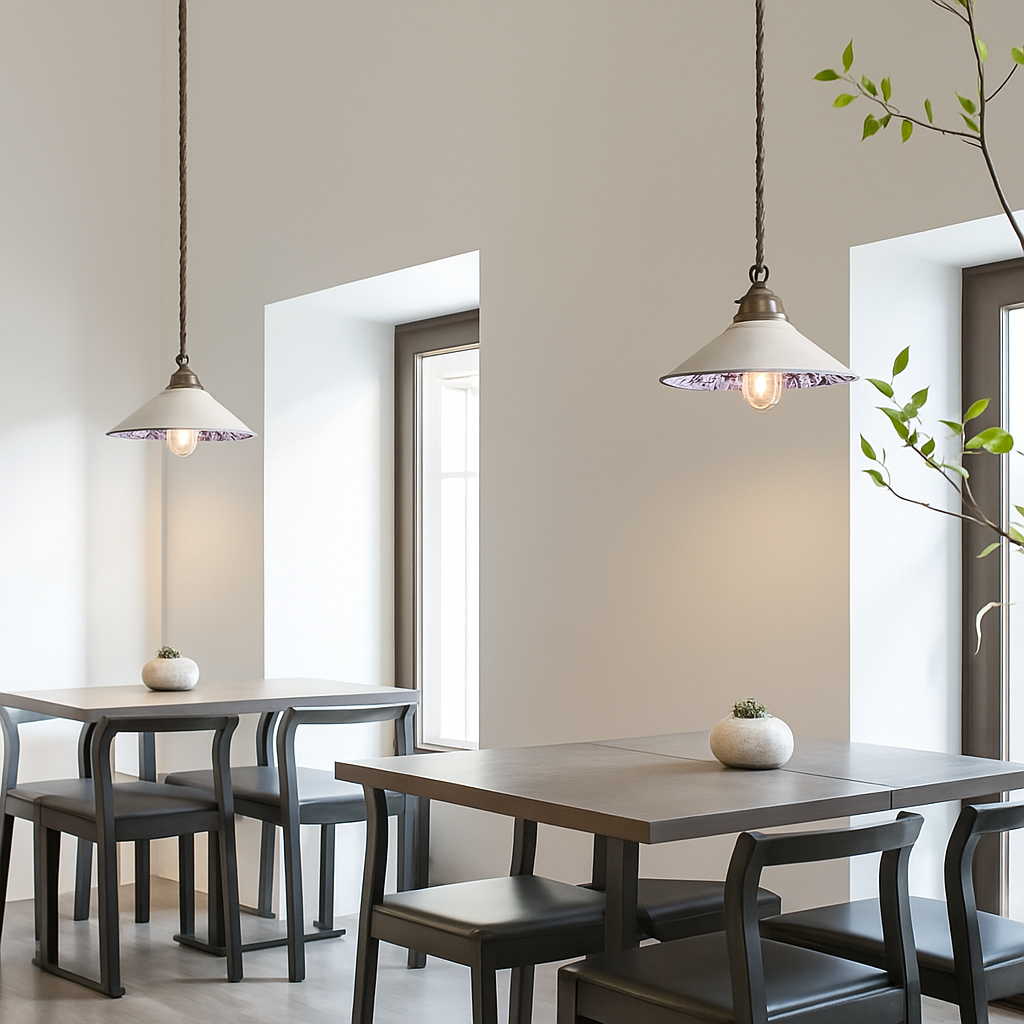 Design-Pendelleuchte Blüte Loft Style Keramik Vintage - vue 6 sur 14