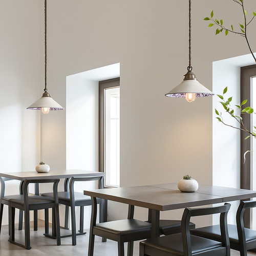 Design-Pendelleuchte Blüte Loft Style Keramik Vintage - vue 7 sur 14