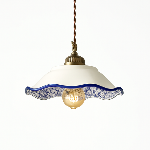 Design-Pendelleuchte Blüte Loft Style Keramik Vintage - vue 9 sur 14