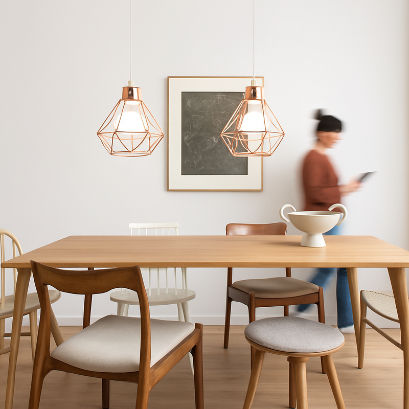 Suspension lampara de techo colgante éclairage suspendu moderne Cage en fer Loft cuisine salon suspension E27 or Rose