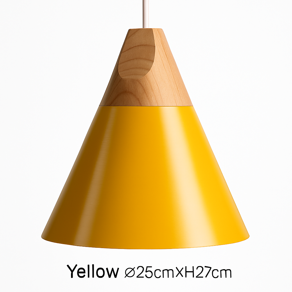 Suspension LED bois et aluminium en forme de cône - vue 5 sur 17