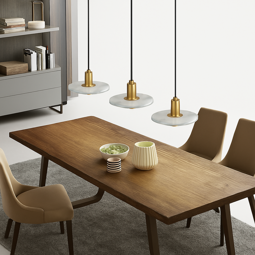 suspension LED design nordique en fer et marbre pour intérieur - vue 5 sur 9