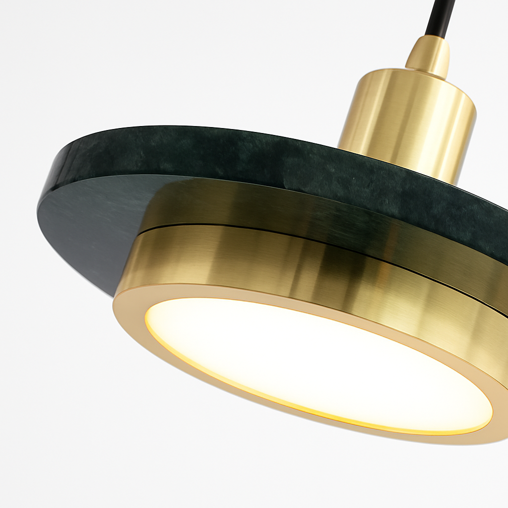 suspension LED design nordique en fer et marbre pour intérieur - vue 7 sur 9