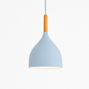 Suspension LED en métal coloré et baton en bois Nordic