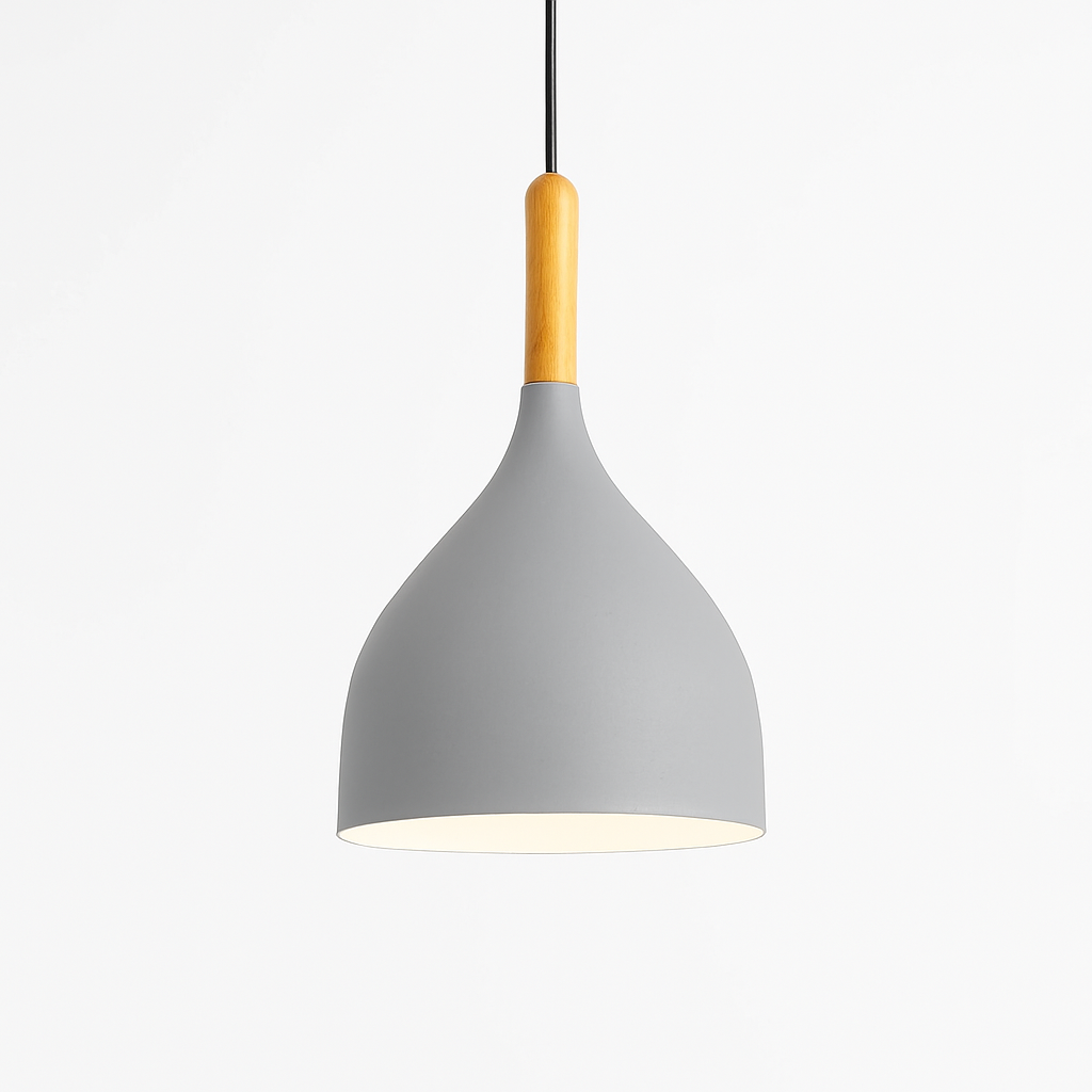 Suspension LED en métal coloré et baton en bois Nordic - vue 16 sur 29