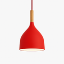 Suspension LED en métal coloré et baton en bois Nordic