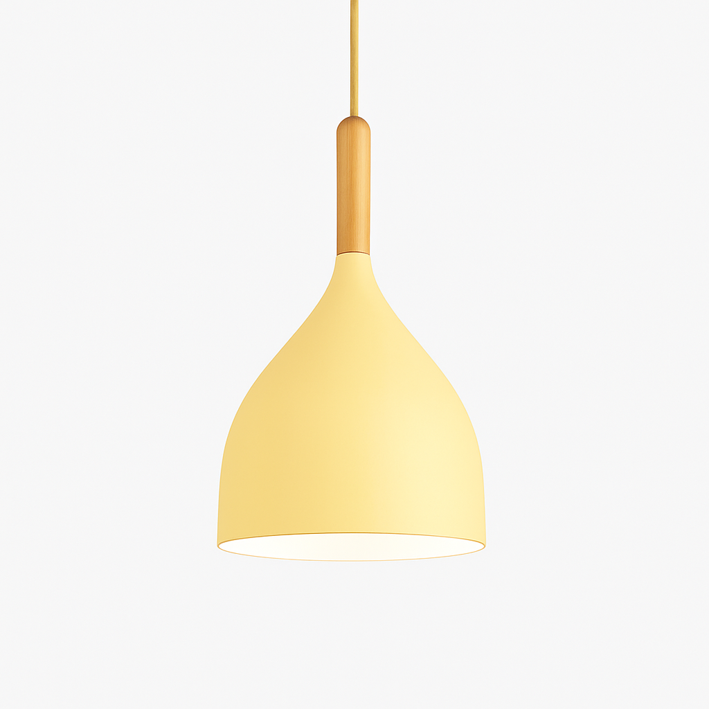 Suspension LED en métal coloré et baton en bois Nordic - vue 19 sur 29