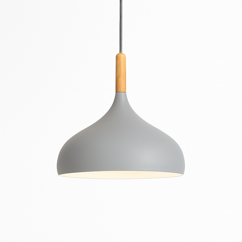 Suspension LED en métal coloré et baton en bois Nordic - vue 22 sur 29