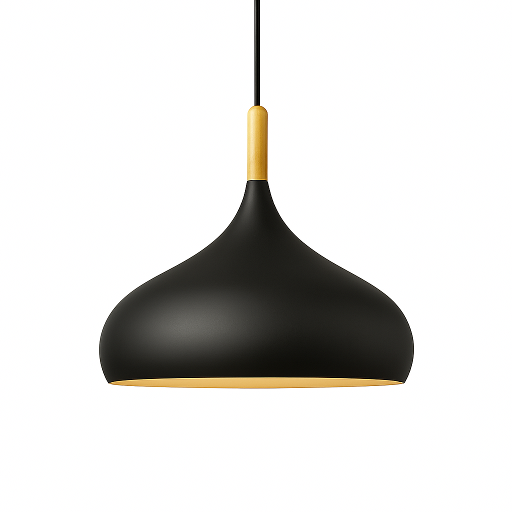 Suspension LED en métal coloré et baton en bois Nordic - vue 23 sur 29
