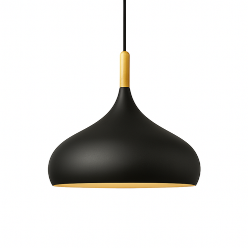 Suspension LED en métal coloré et baton en bois Nordic