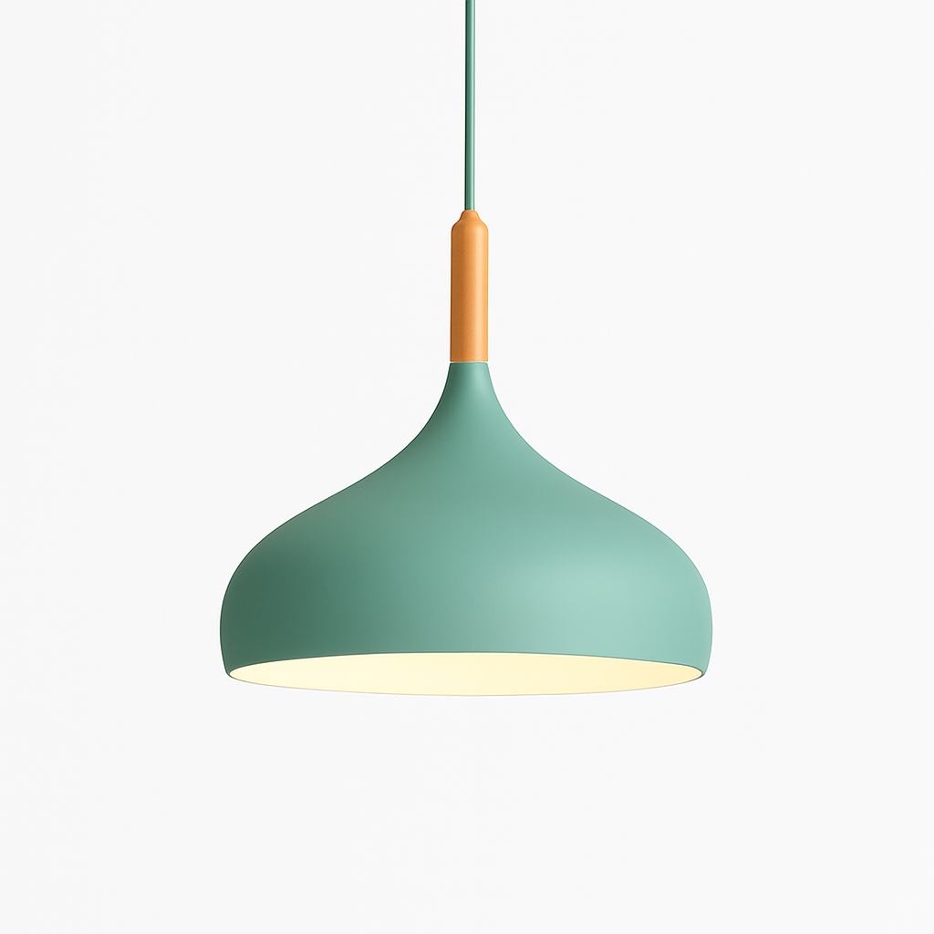 Suspension LED en métal coloré et baton en bois Nordic - vue 24 sur 29