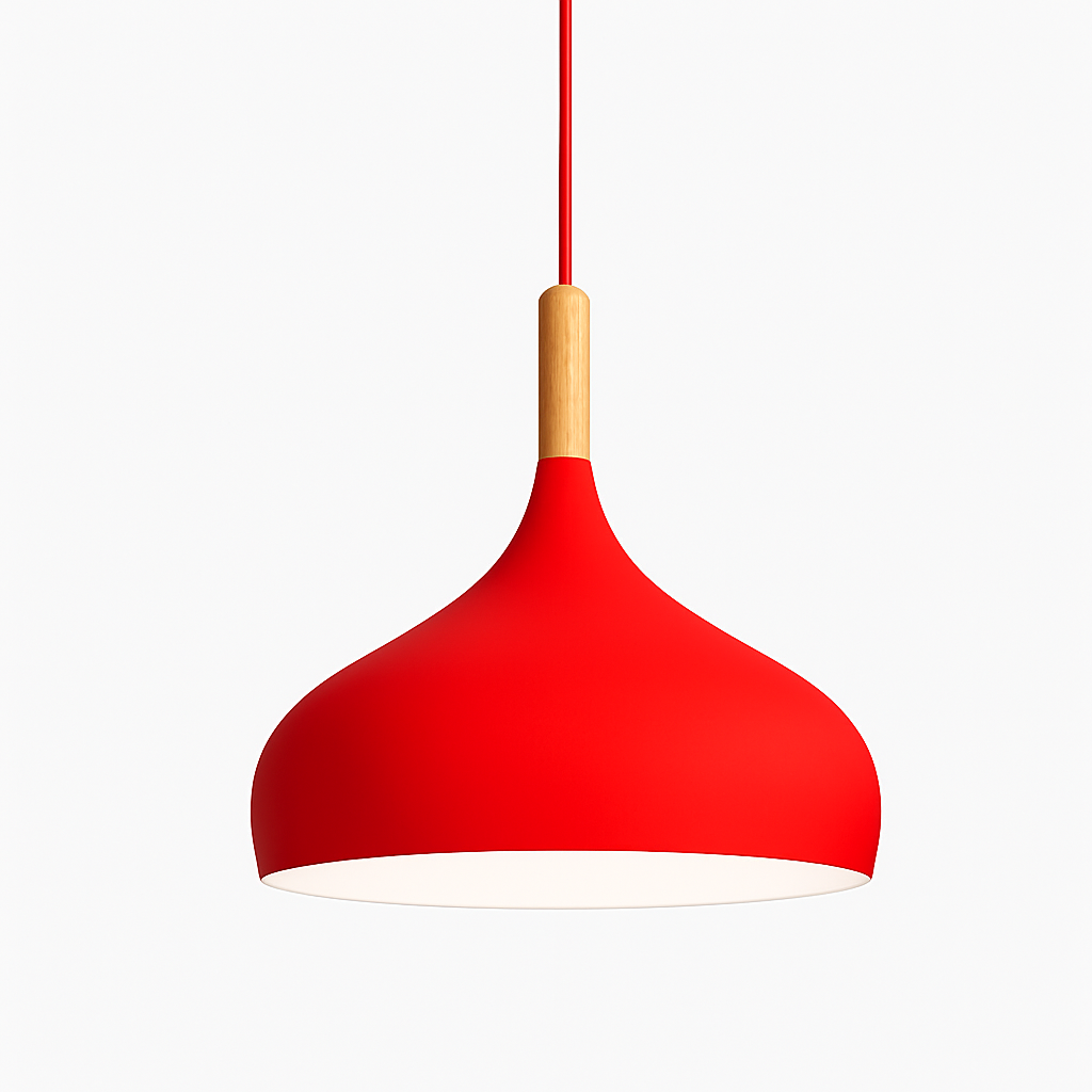 Suspension LED en métal coloré et baton en bois Nordic - vue 25 sur 29