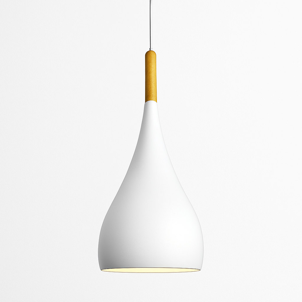 Suspension LED en métal coloré et baton en bois Nordic - vue 6 sur 29