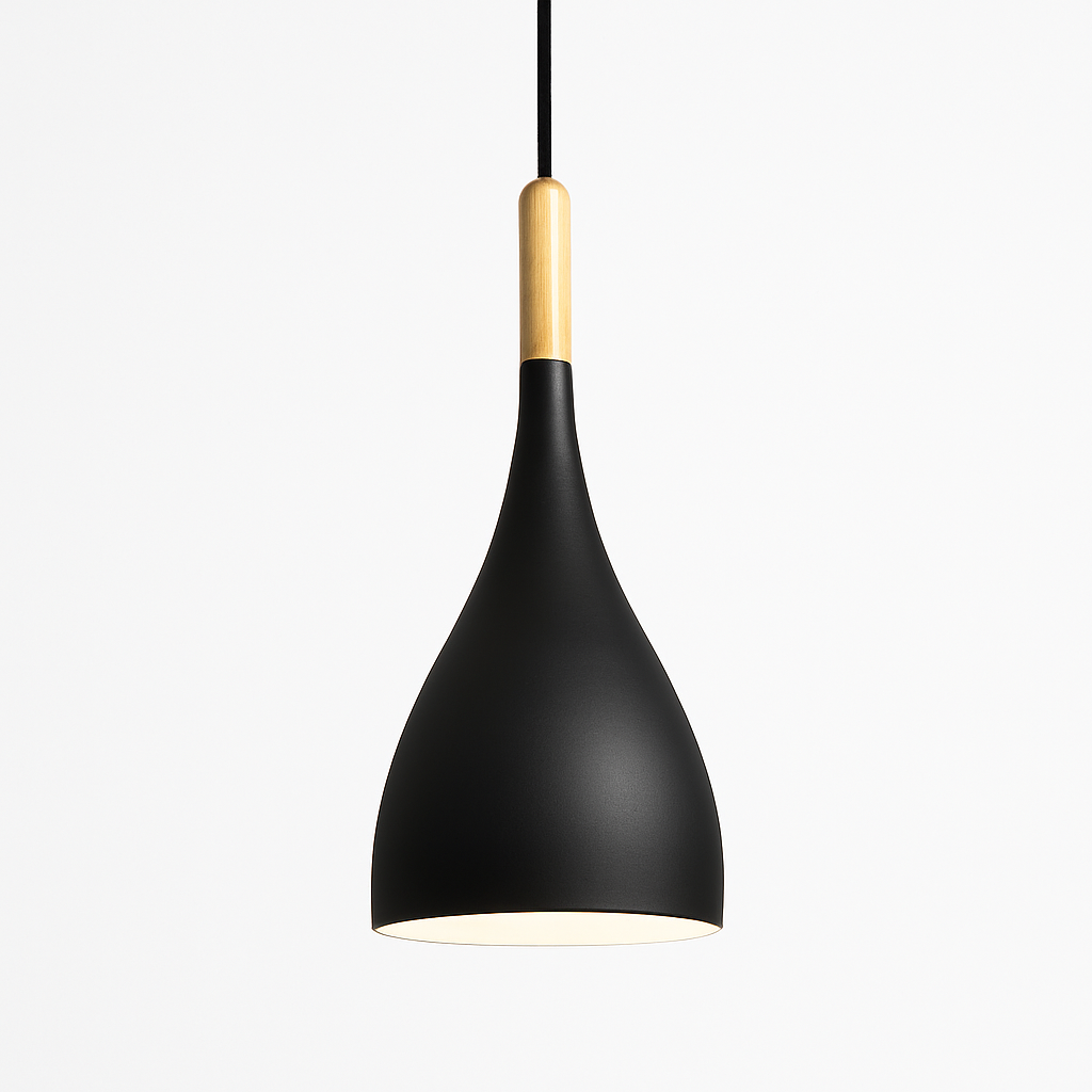 Suspension LED en métal coloré et baton en bois Nordic - vue 8 sur 29