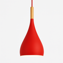 Suspension LED en métal coloré et baton en bois Nordic