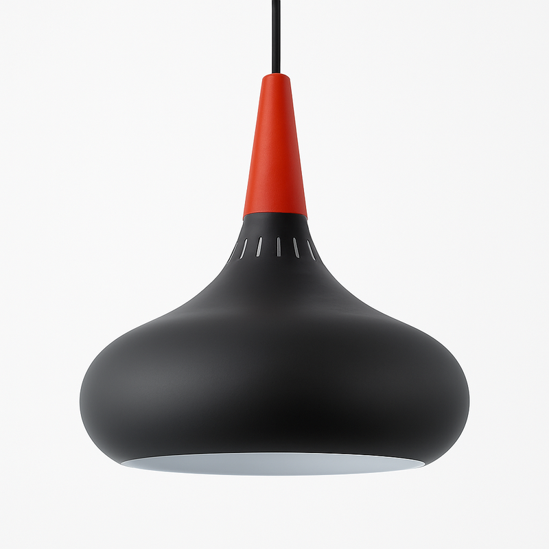 Suspension LED en métal et tige en bois Loft