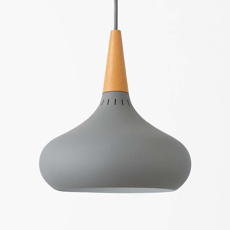 Suspension LED en métal et tige en bois Loft