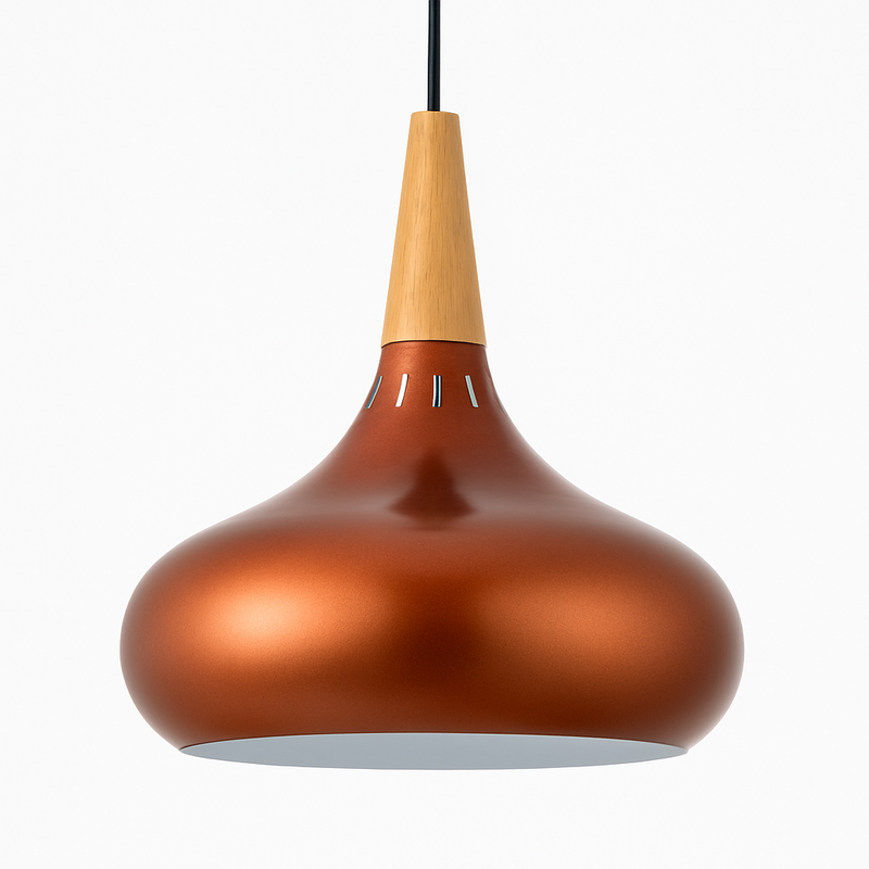 Suspension LED en métal et tige en bois Loft