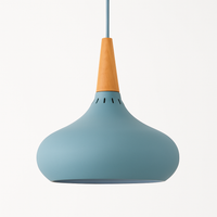 Suspension LED en métal et tige en bois Loft