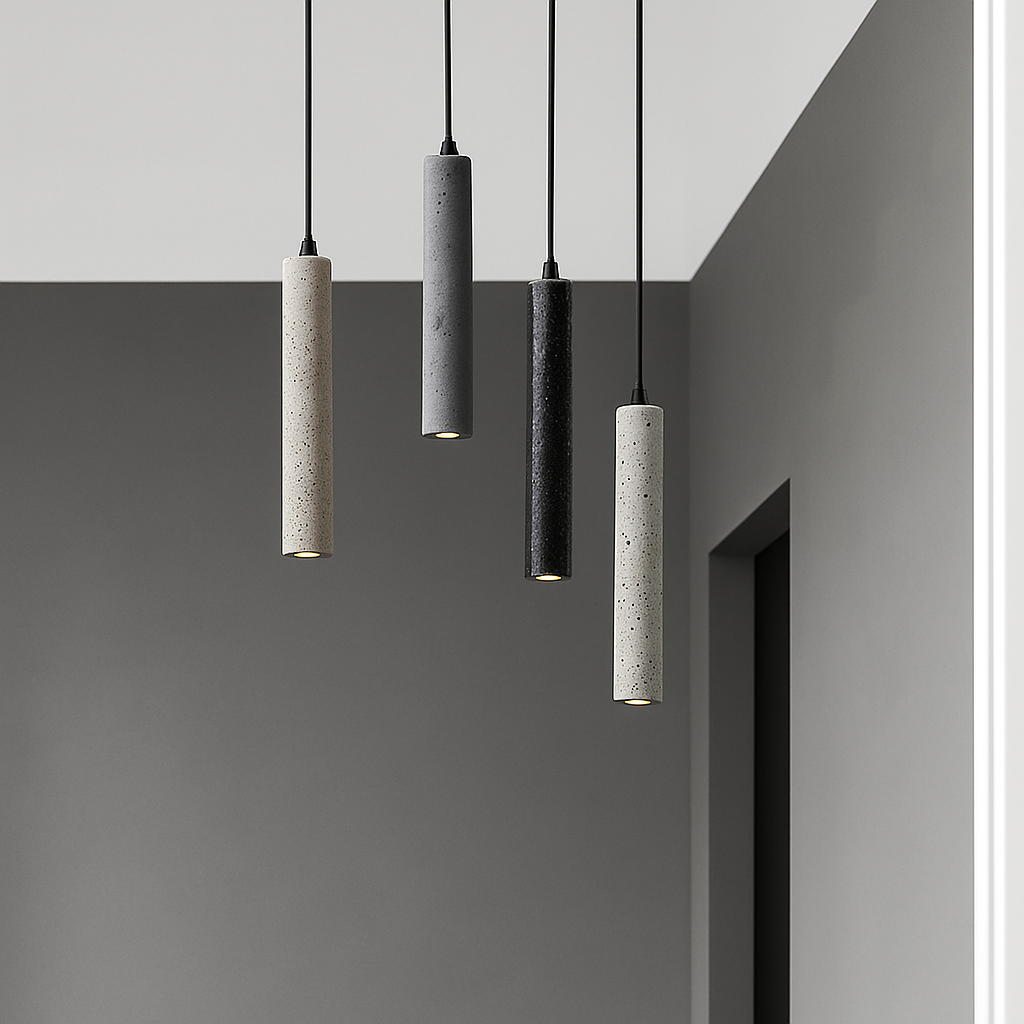 suspension led en pierre de ciment style industriel - vue 6 sur 14