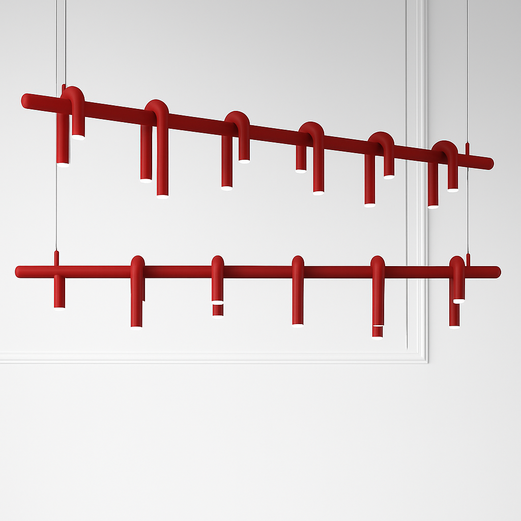suspension led en tube en u design artistique réglable - vue 4 sur 13