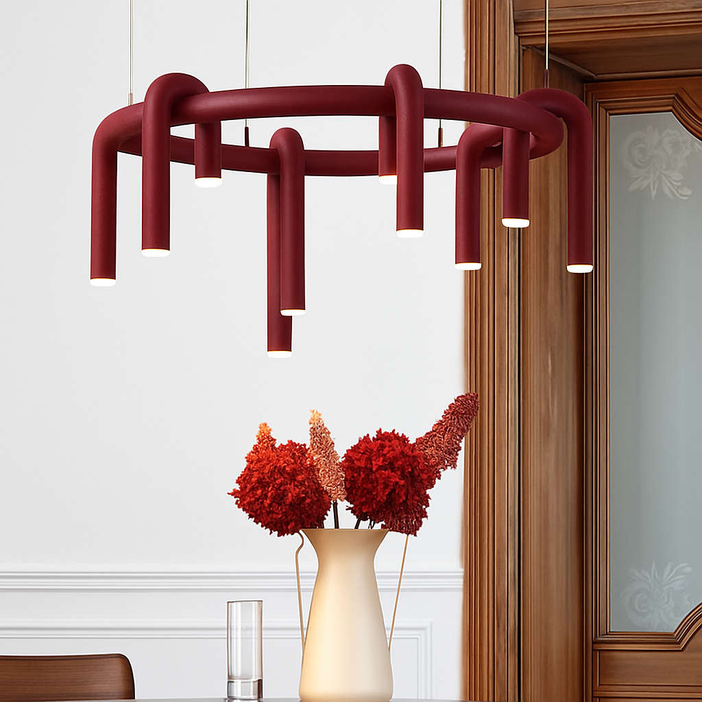 suspension led en tube en u design artistique réglable - vue 6 sur 13