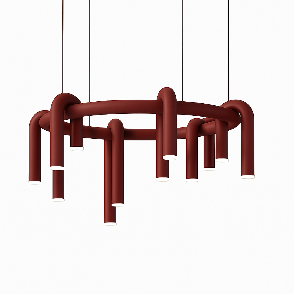 suspension led en tube en u design artistique réglable - vue 7 sur 13