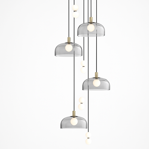 Suspension LED en verre au design nordique gris fumé