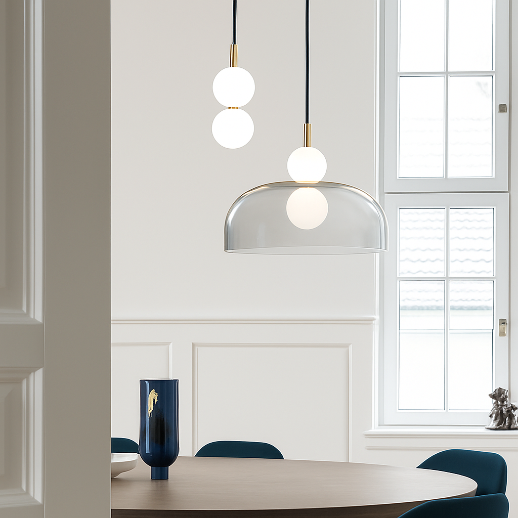Suspension LED en verre au design nordique gris fumé - vue 5 sur 15