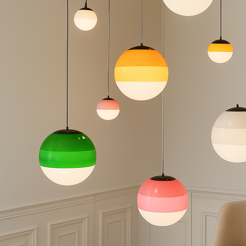 suspension LED en verre design nordique pour hôtel ou chambre