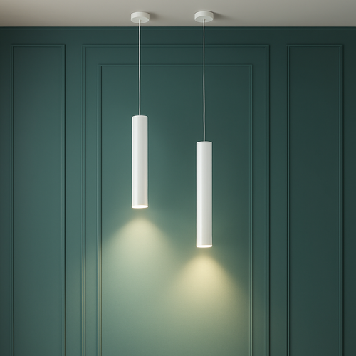 suspension led lampe long tube lustre aluminium suspendu foco