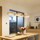 Moderne LED-Pendelleuchte aus Holz für Küchentisch