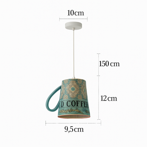 Suspension LED moderne en forme de tasse à caf renservée