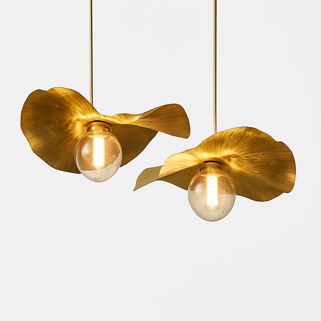 Suspension LED modernes en laiton feuille de Lotus pour Restaurant Table basse cuisine île lustre décor à la maison Lustres Luminaires - vue 7 sur 9