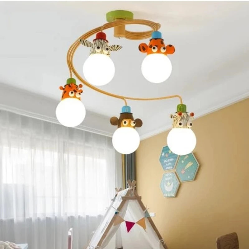 Suspension LED nordique à plusieurs têtes pour enfants