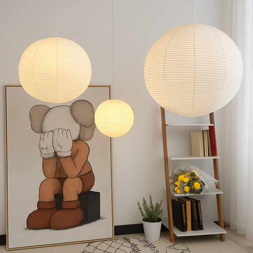 LED-Pendelleuchte japanischer Stil Kugel Papier - vue 4 sur 11