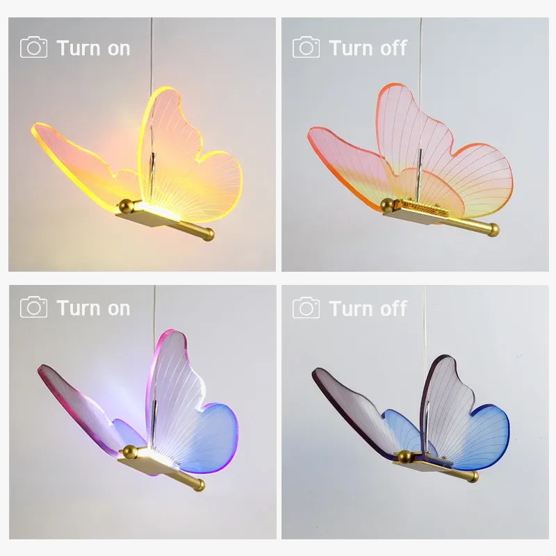 Suspension LED papillon en acrylique au design moderne