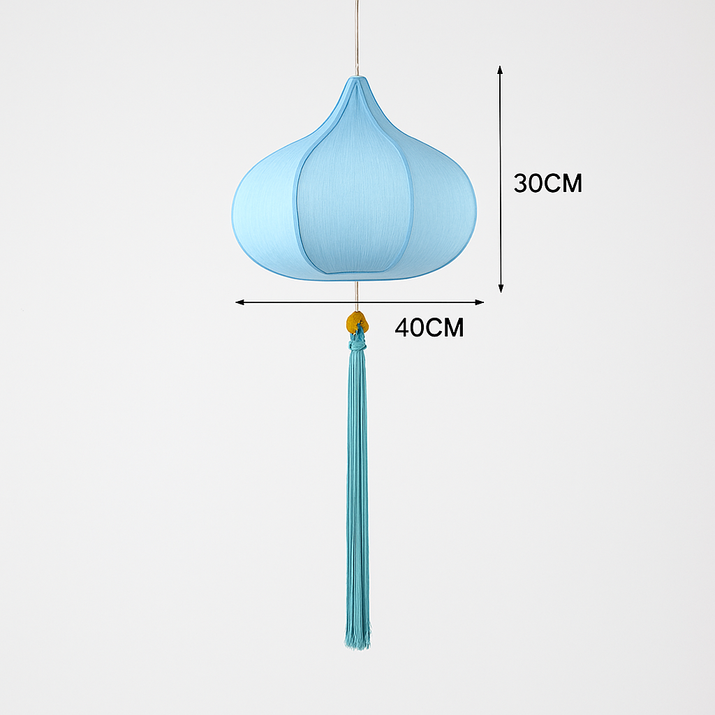 Suspension LED style chinois en tissu - vue 11 sur 18
