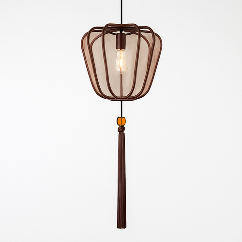 Suspension LED style chinois en tissu