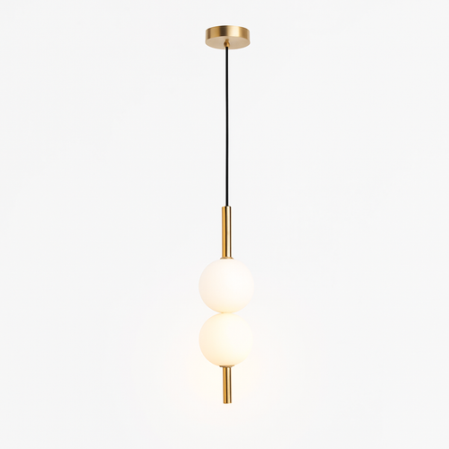 Suspension LED tube doré et boule