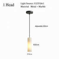 Suspension lustre design avec fil réglable et marbre naturel