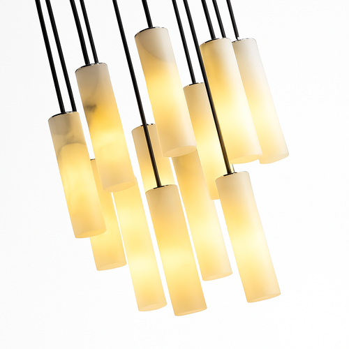 Suspension lustre design avec fil réglable et marbre naturel