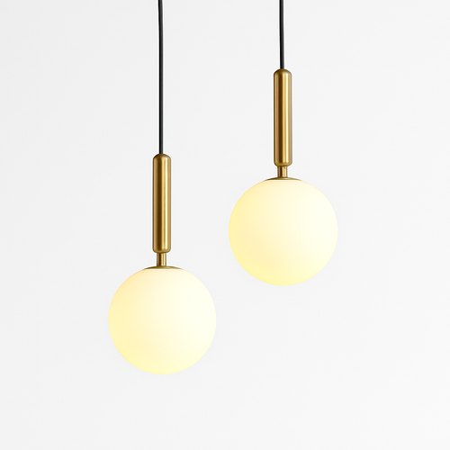 suspension luxueuse avec abat-jour en boule dorée